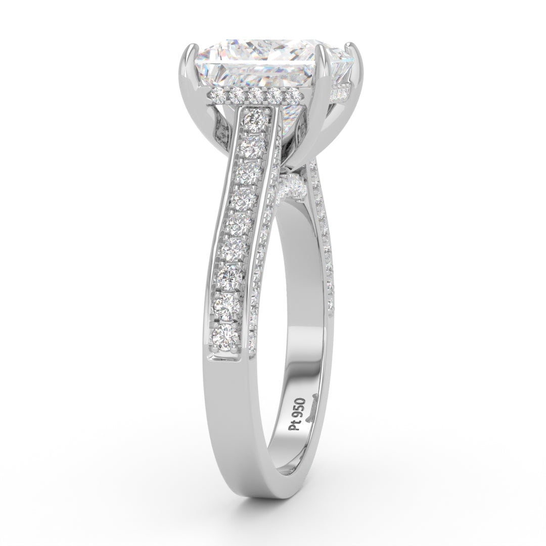 Katherine Princess cut engagement ring 3D Diamond Band