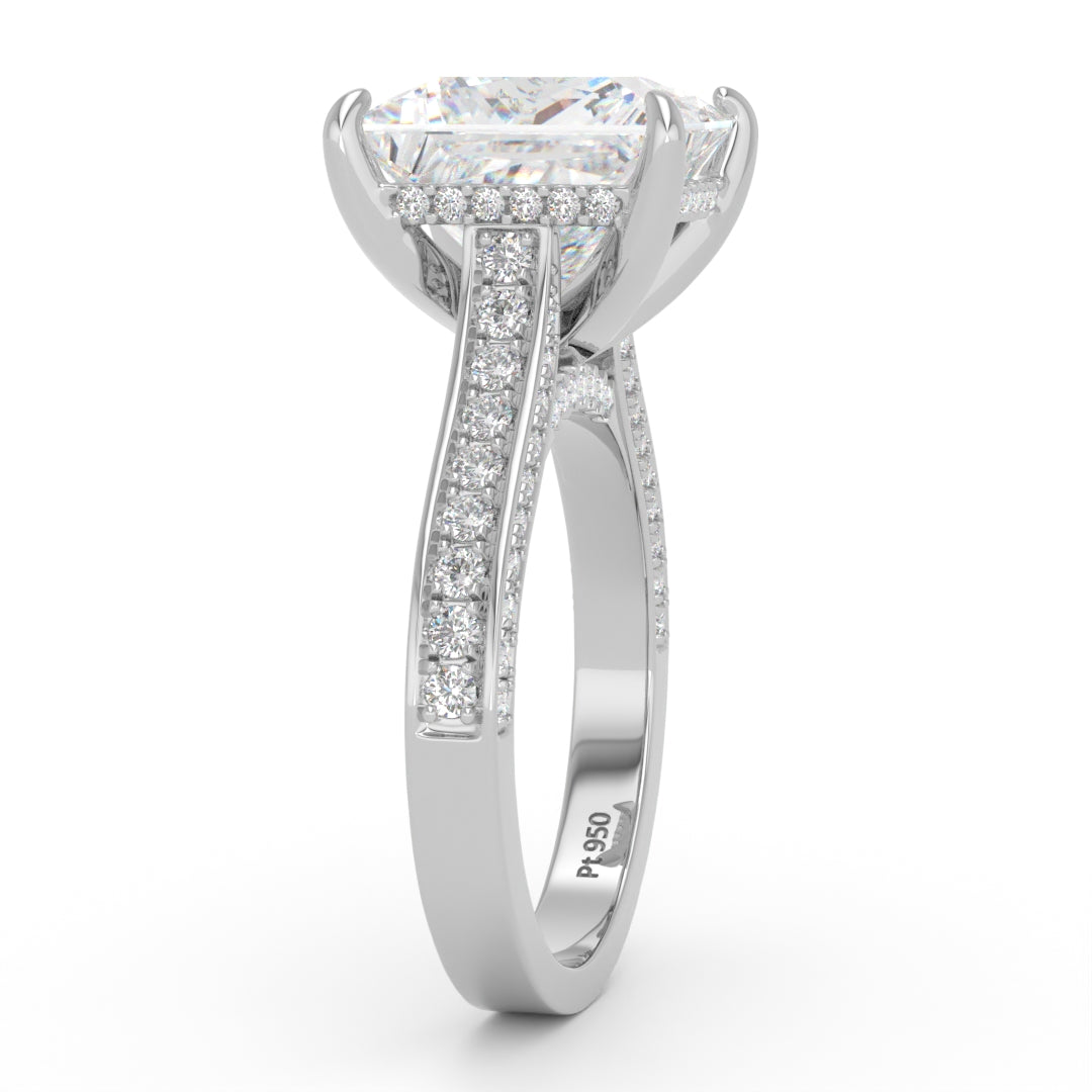 Katherine Princess cut engagement ring 3D Diamond Band