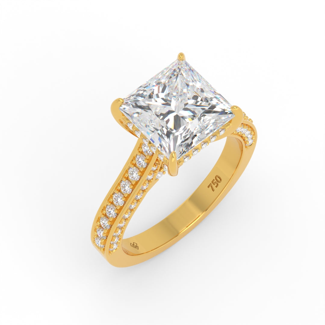 Katherine Princess cut engagement ring 3D Diamond Band