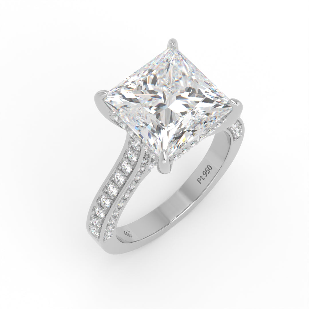 Katherine Princess cut engagement ring 3D Diamond Band