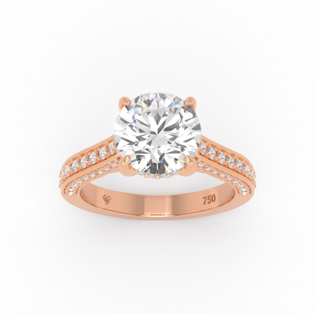 Katherine Round cut engagement ring 3D Diamond Band