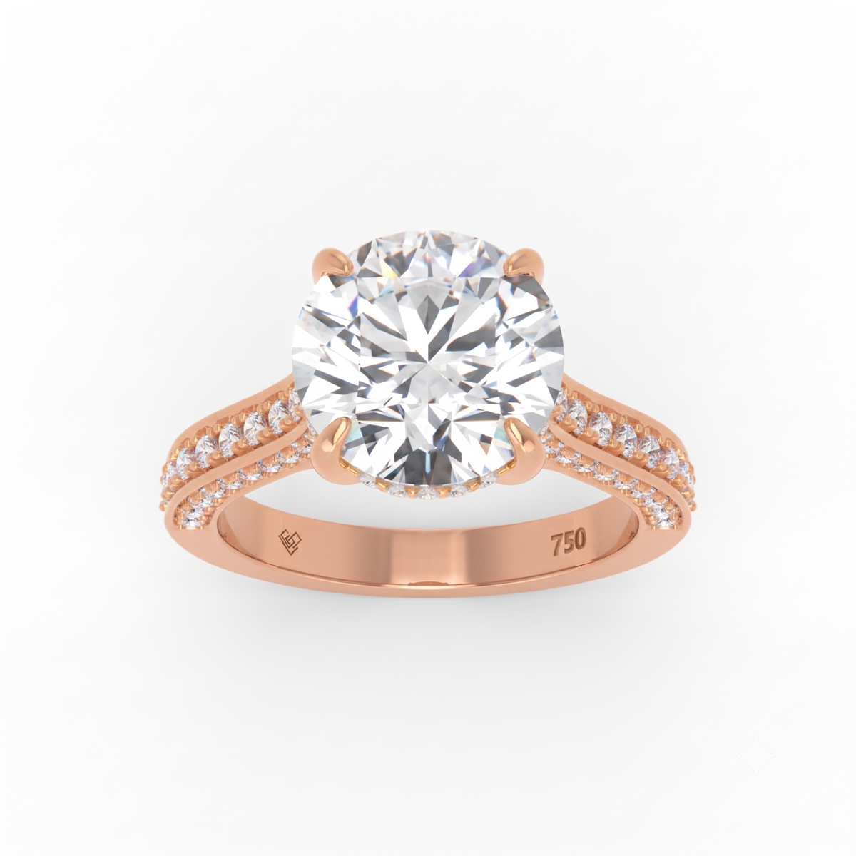 Katherine Round cut engagement ring 3D Diamond Band