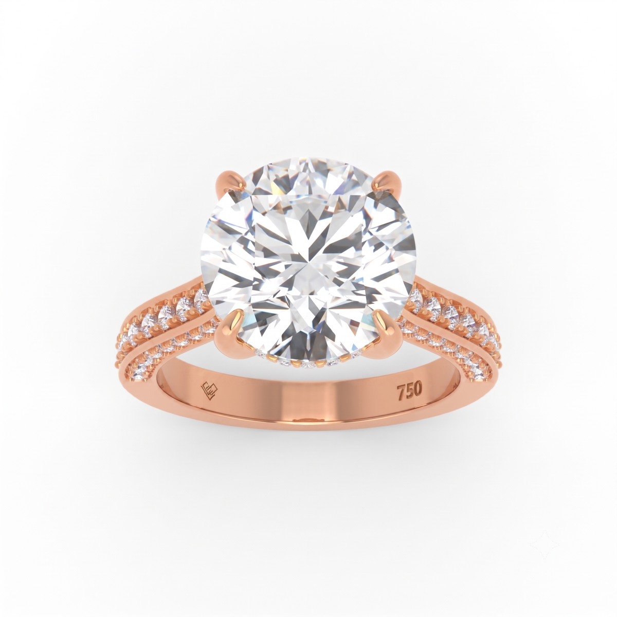 Katherine Round cut engagement ring 3D Diamond Band