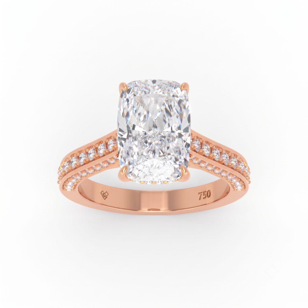 Katherine Cushion cut engagement ring 3D Diamond Band