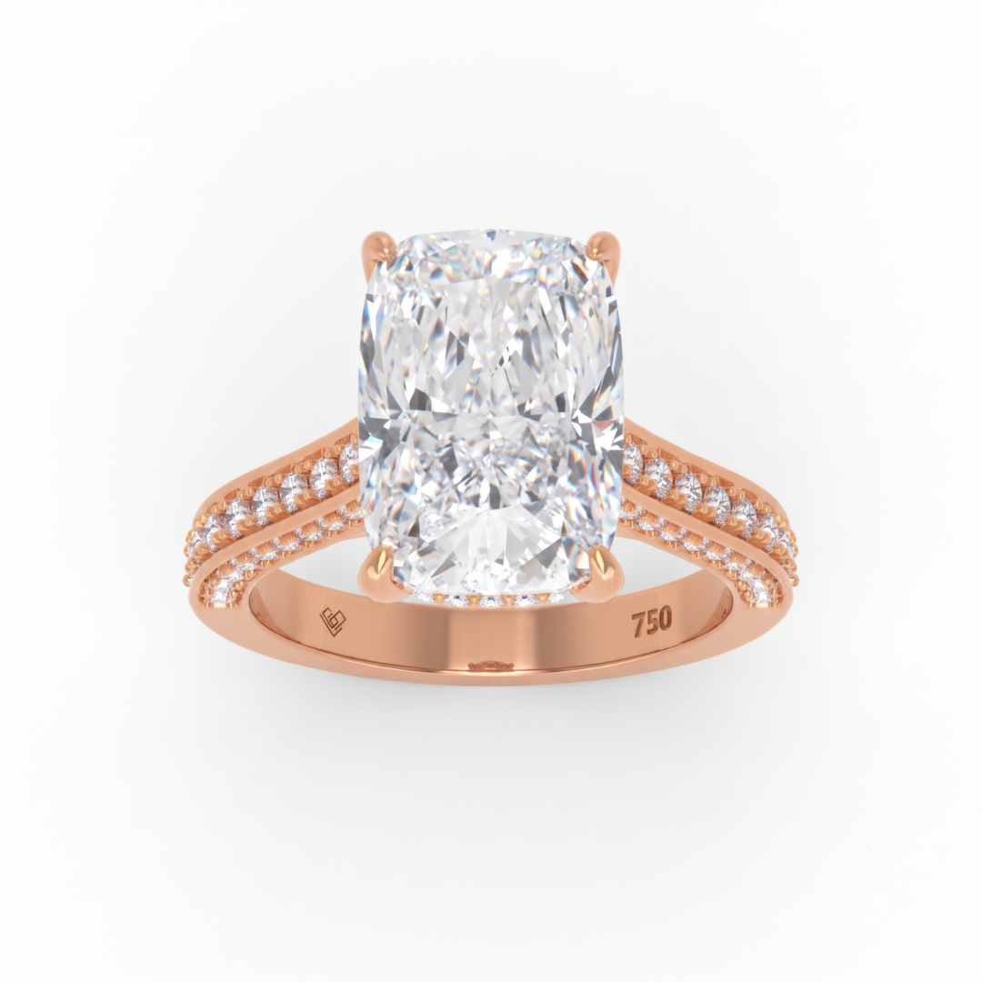 Katherine Cushion cut engagement ring 3D Diamond Band
