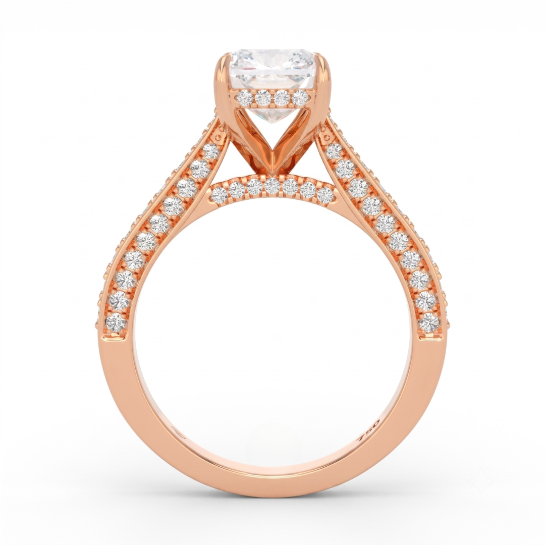 Katherine Cushion cut engagement ring 3D Diamond Band