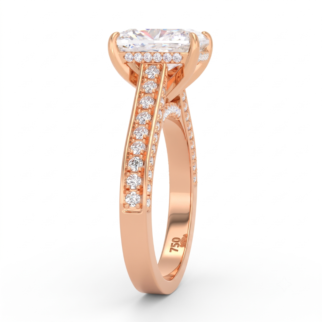 Katherine Cushion cut engagement ring 3D Diamond Band