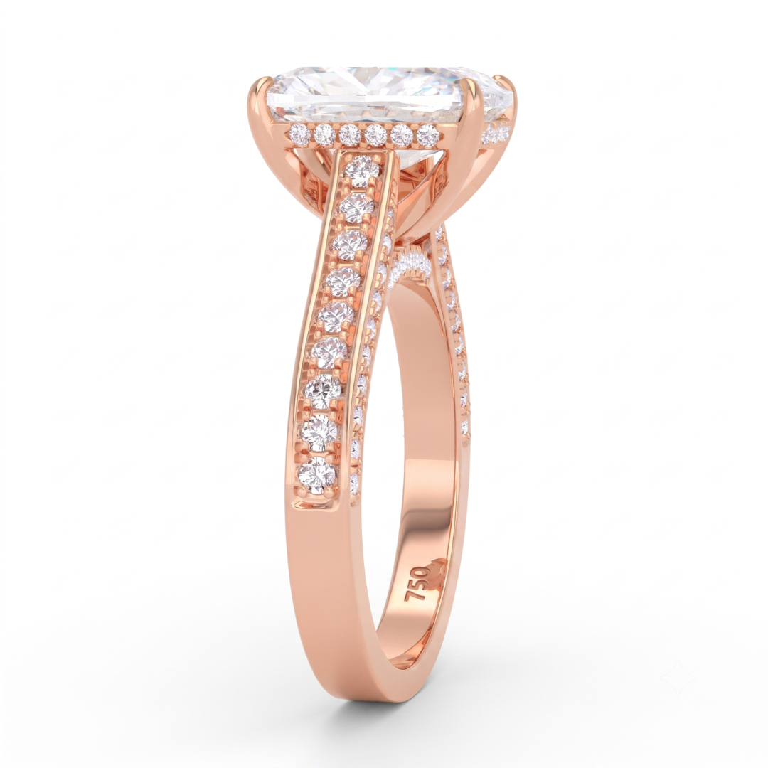 Katherine Cushion cut engagement ring 3D Diamond Band