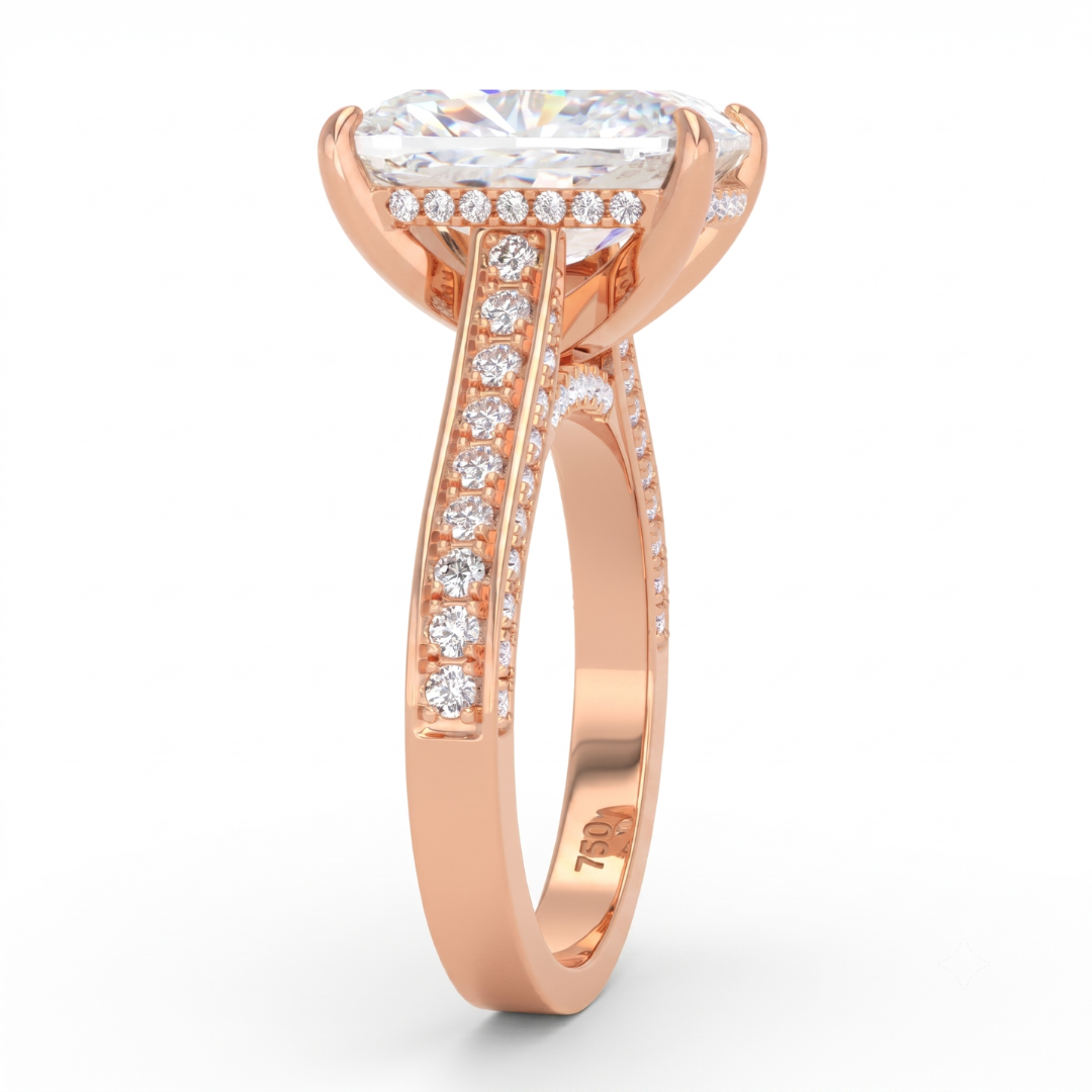 Katherine Cushion cut engagement ring 3D Diamond Band