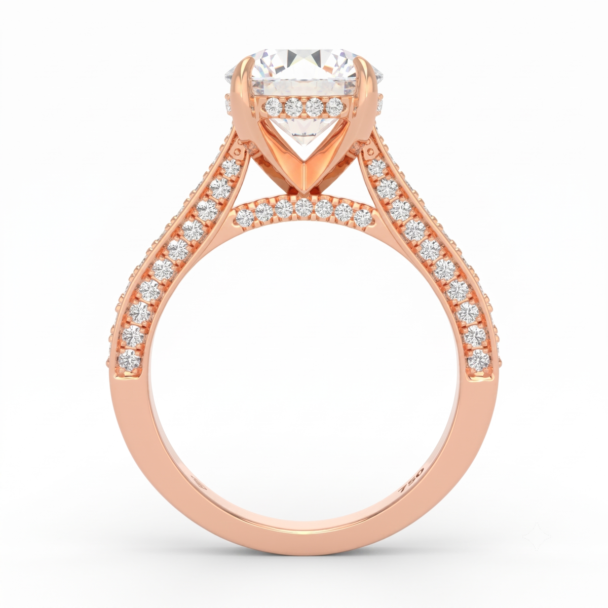 Katherine Round cut engagement ring 3D Diamond Band