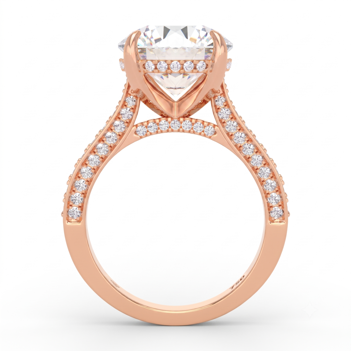 Katherine Round cut engagement ring 3D Diamond Band