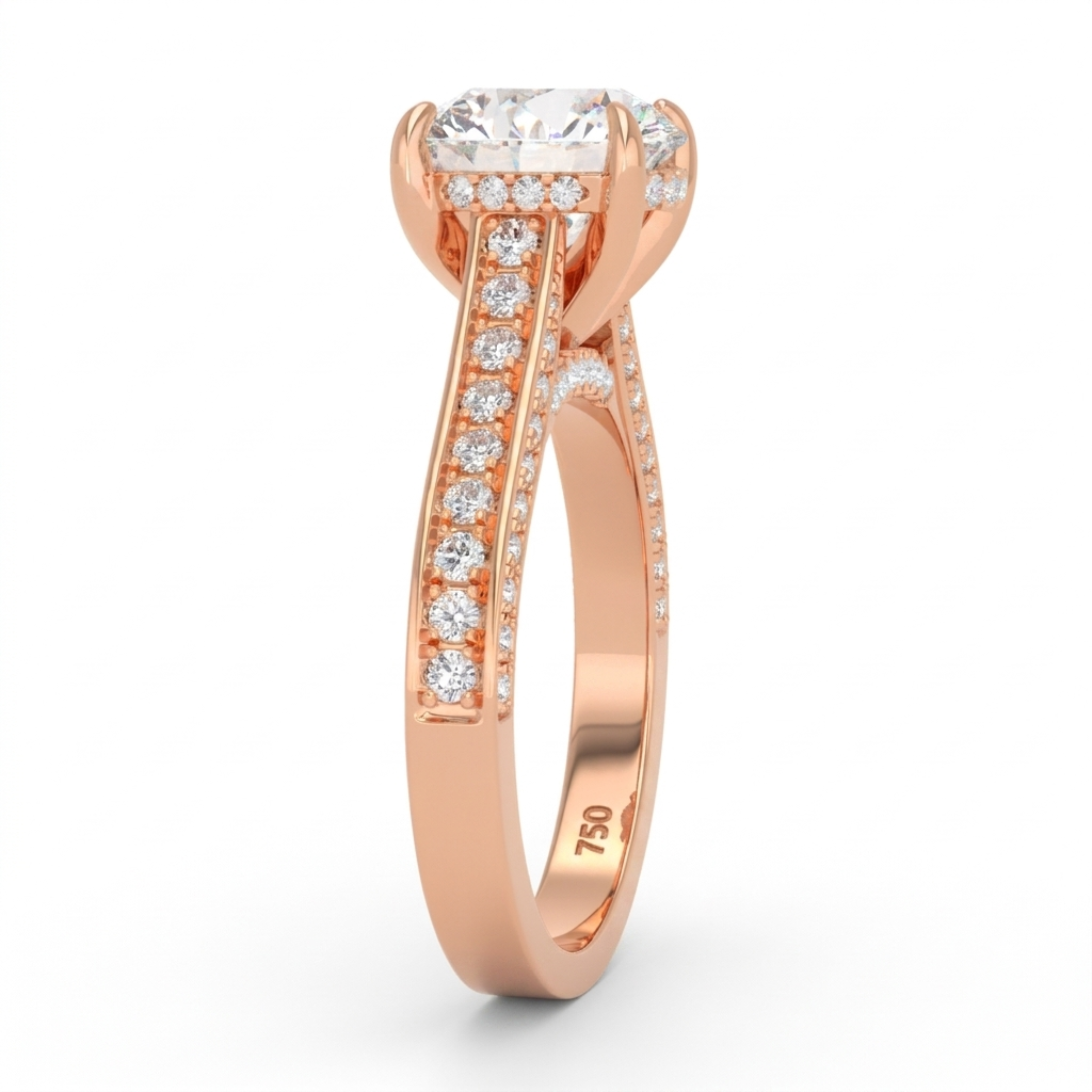 Katherine Round cut engagement ring 3D Diamond Band