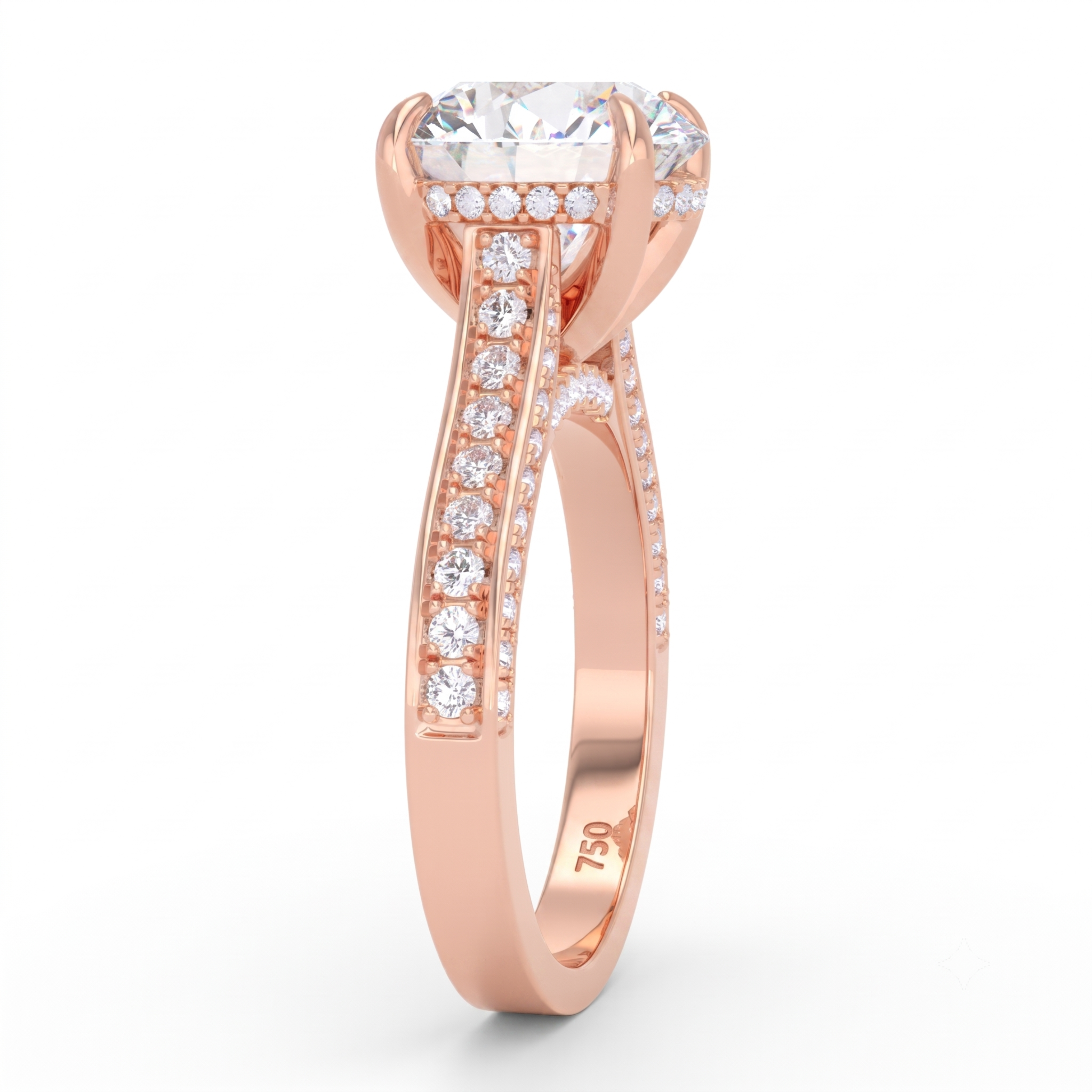 Katherine Round cut engagement ring 3D Diamond Band