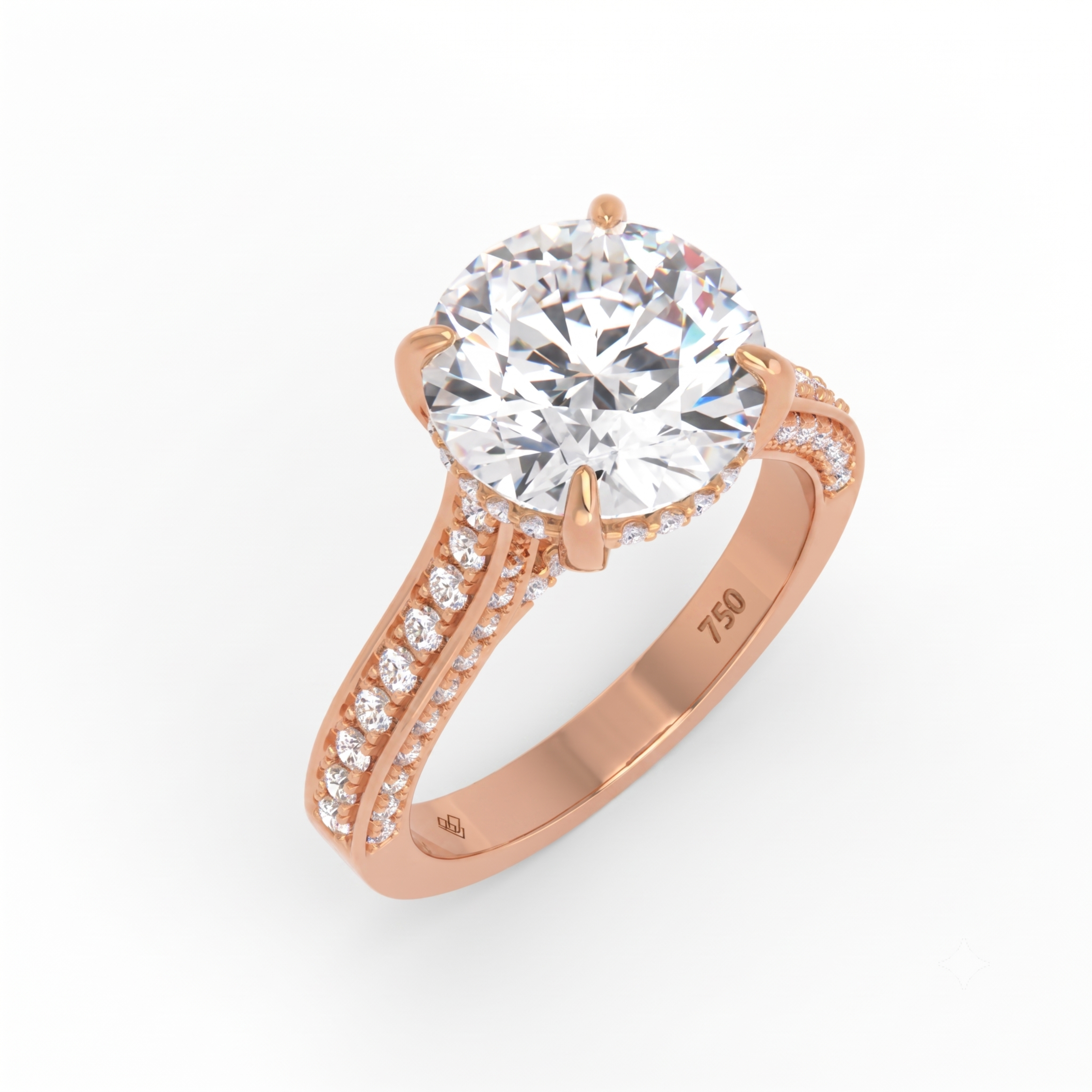 Katherine Round cut engagement ring 3D Diamond Band
