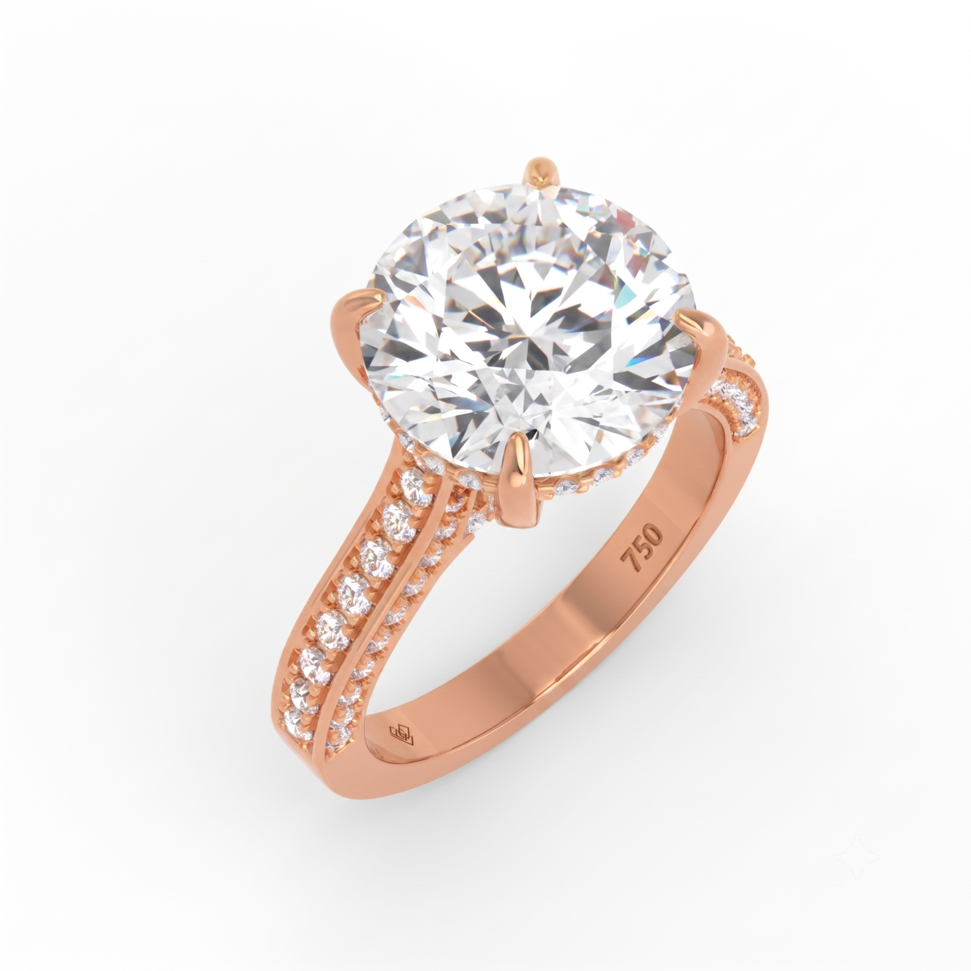 Katherine Round cut engagement ring 3D Diamond Band