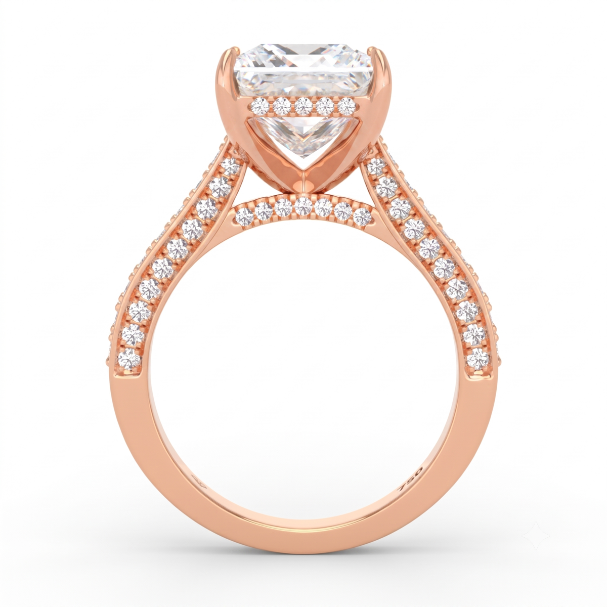 Katherine Princess cut engagement ring 3D Diamond Band