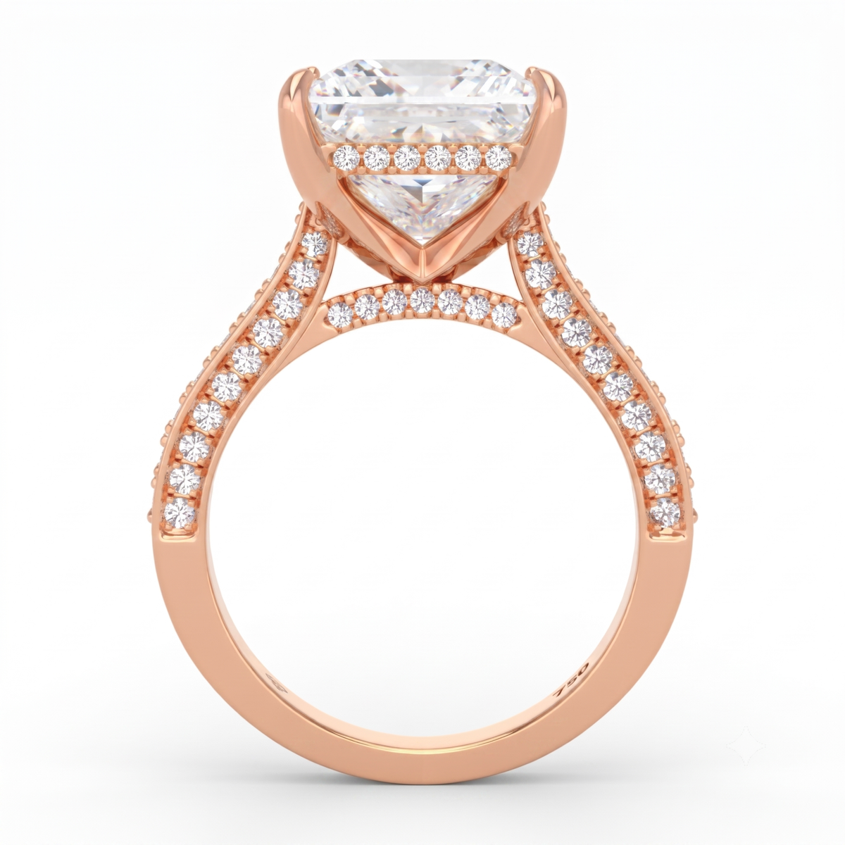 Katherine Princess cut engagement ring 3D Diamond Band