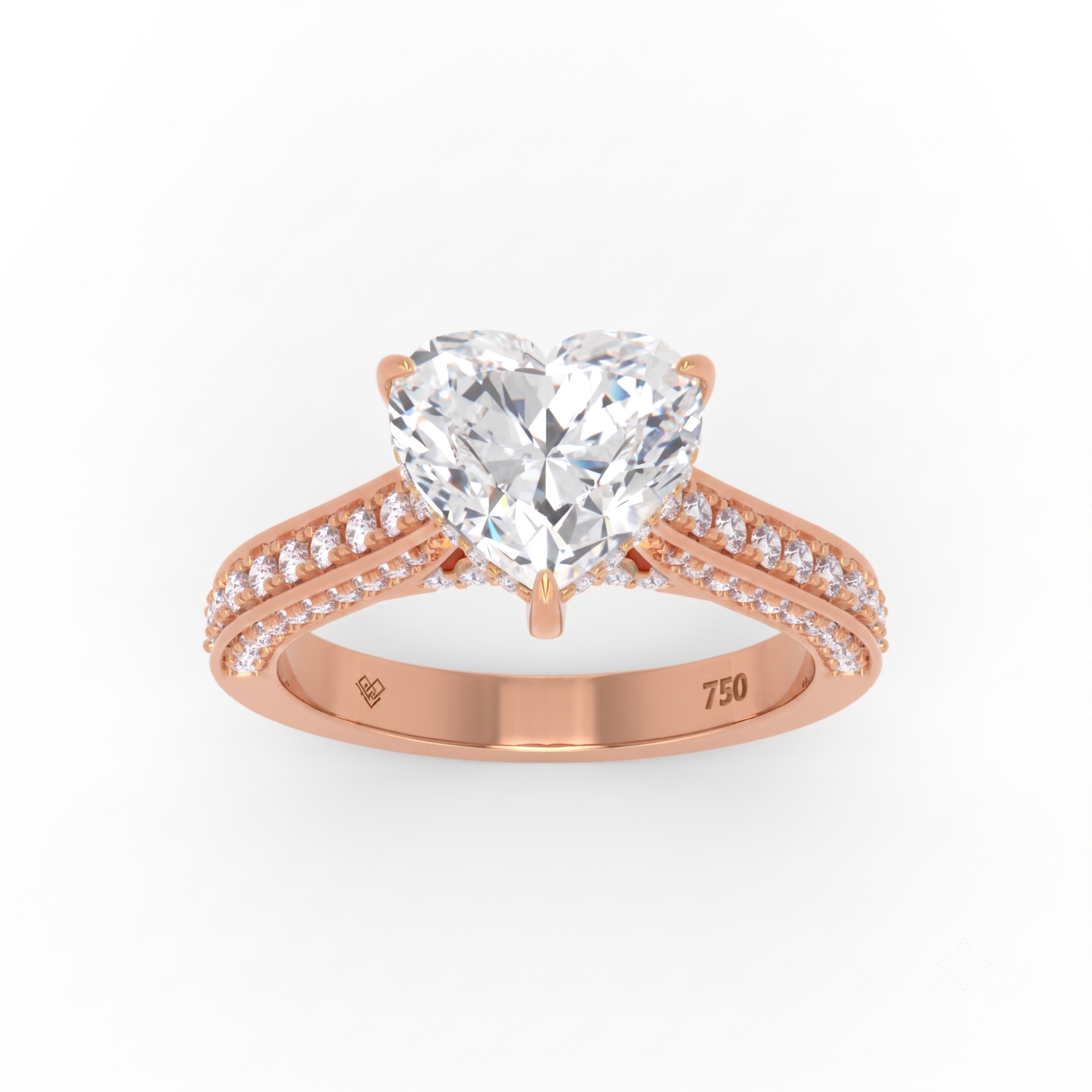Katherine Heart cut engagement ring 3D Diamond Band