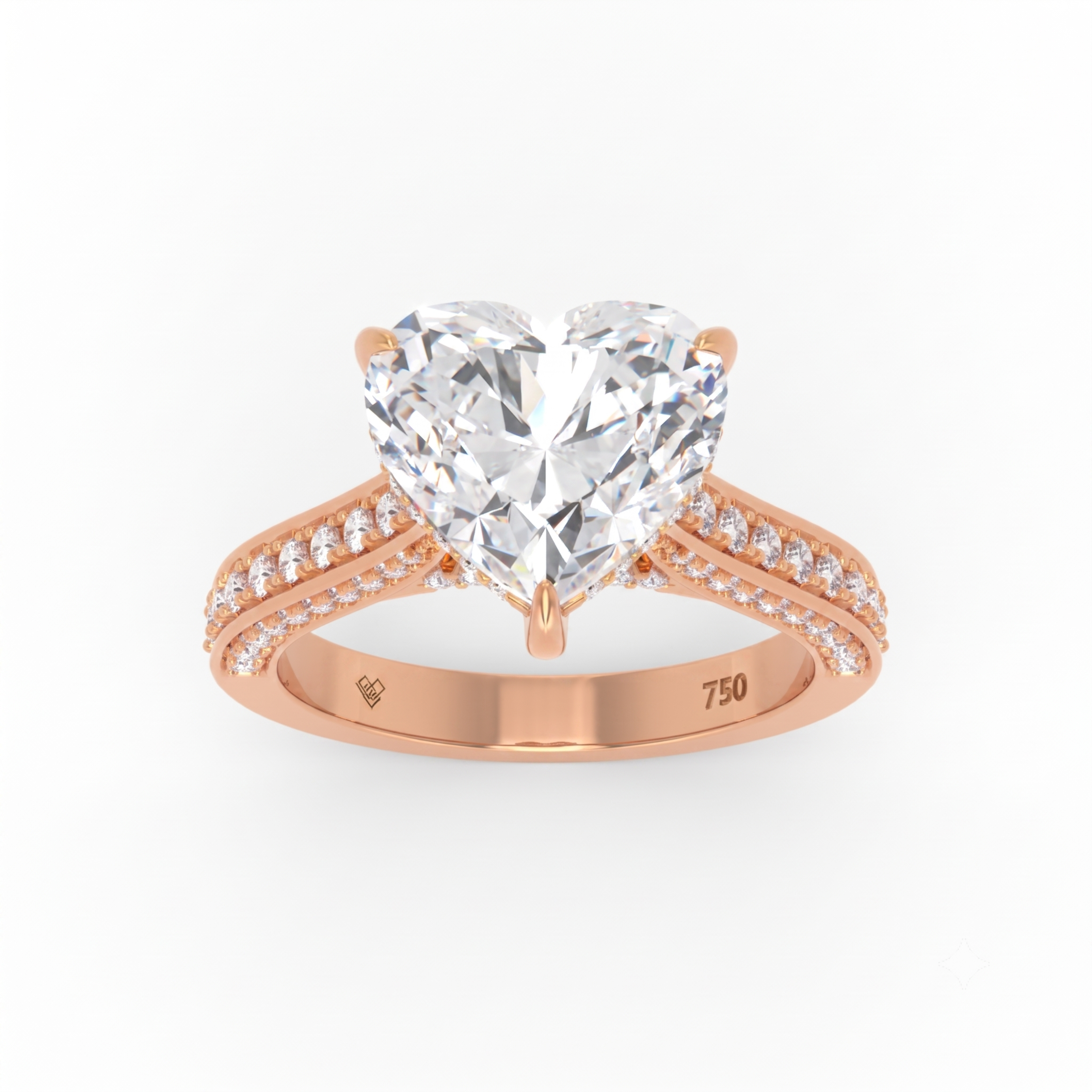Katherine Heart cut engagement ring 3D Diamond Band