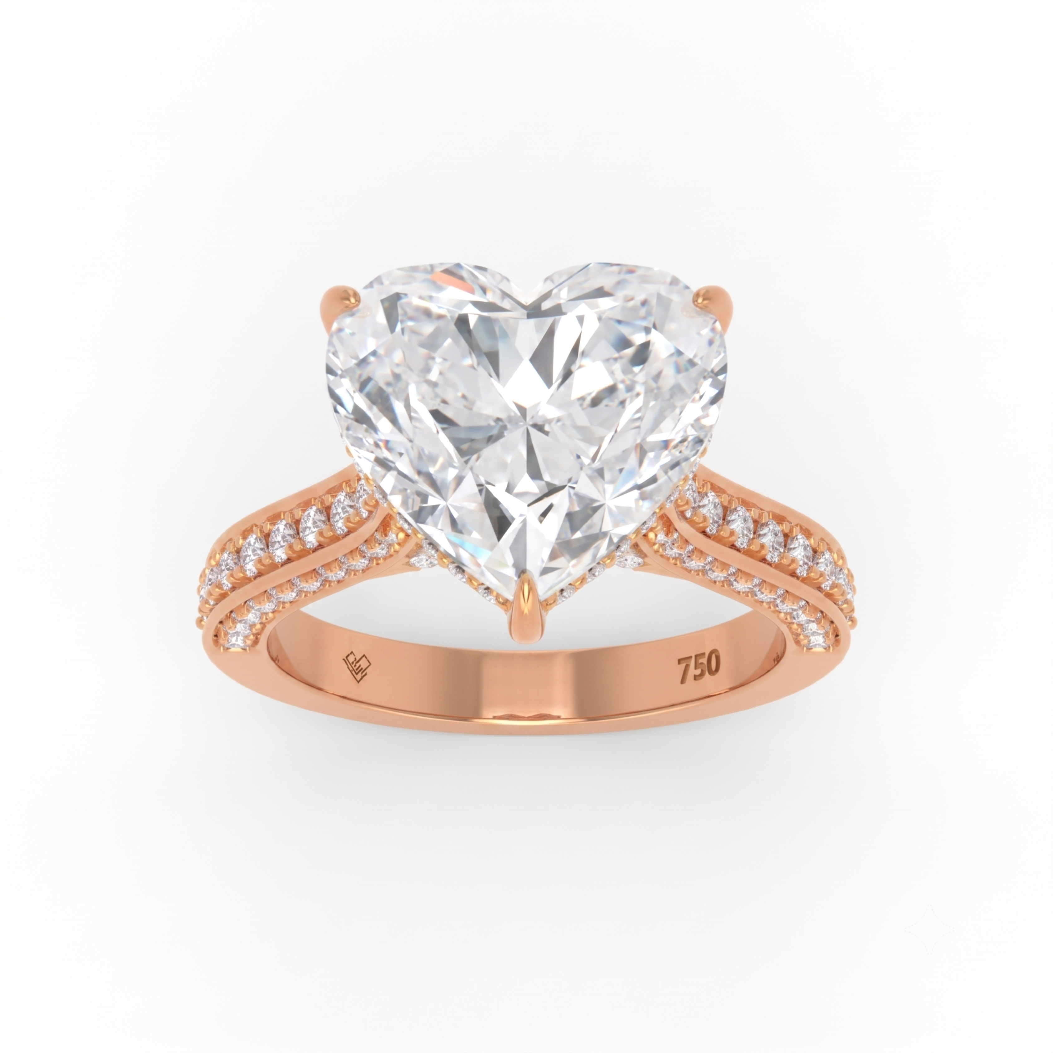 Katherine Heart cut engagement ring 3D Diamond Band