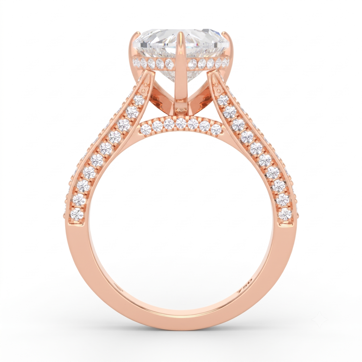 Katherine Heart cut engagement ring 3D Diamond Band