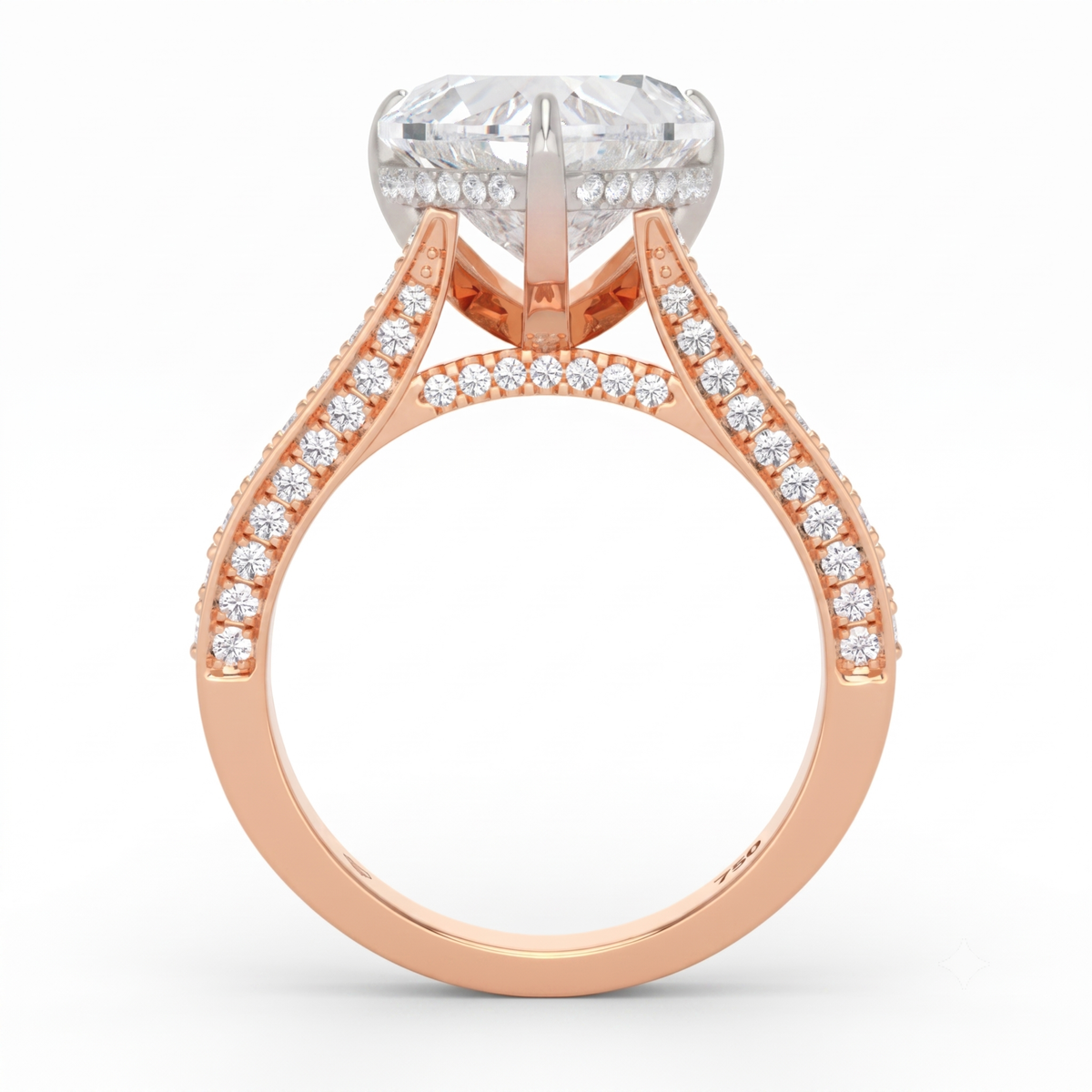 Katherine Heart cut engagement ring 3D Diamond Band