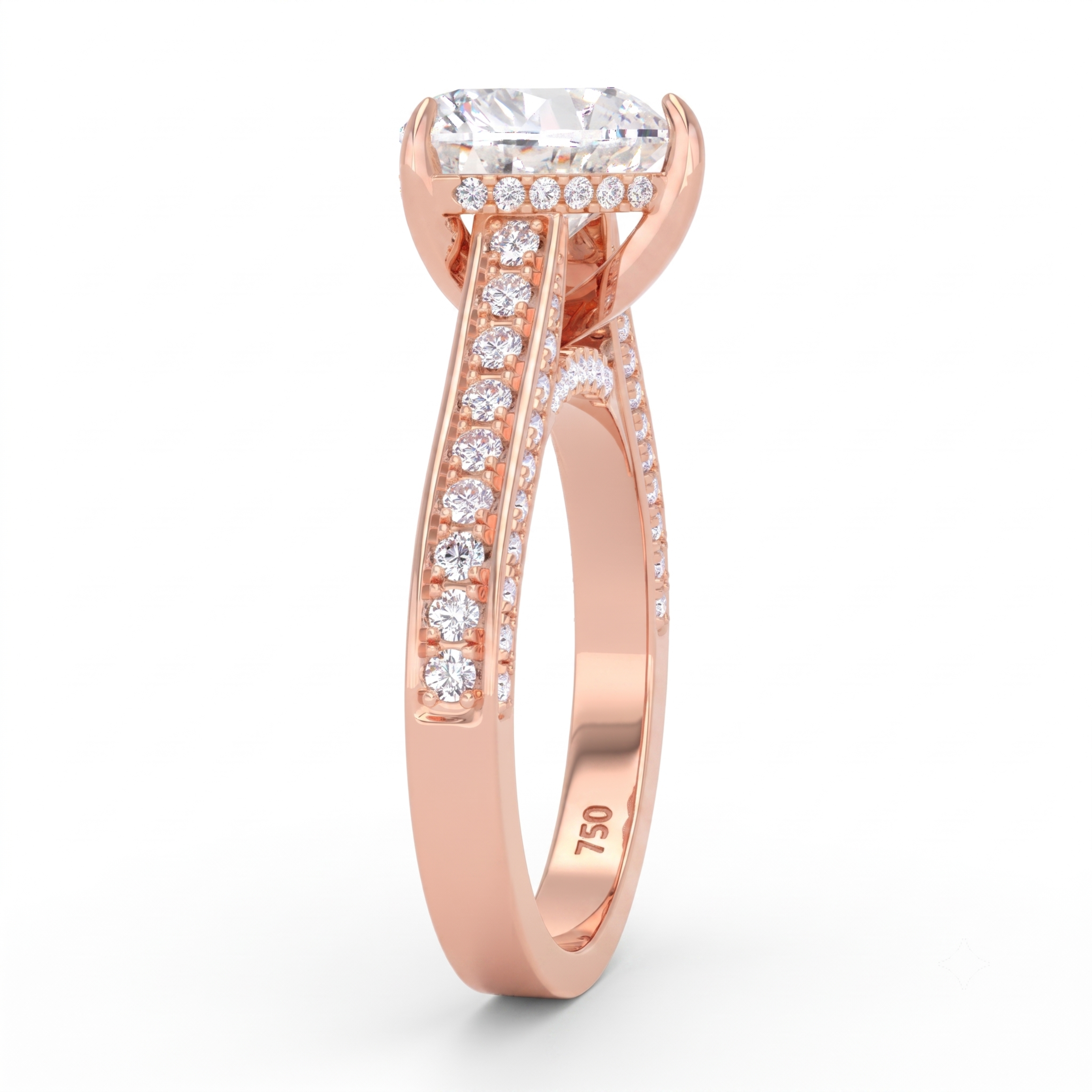 Katherine Heart cut engagement ring 3D Diamond Band