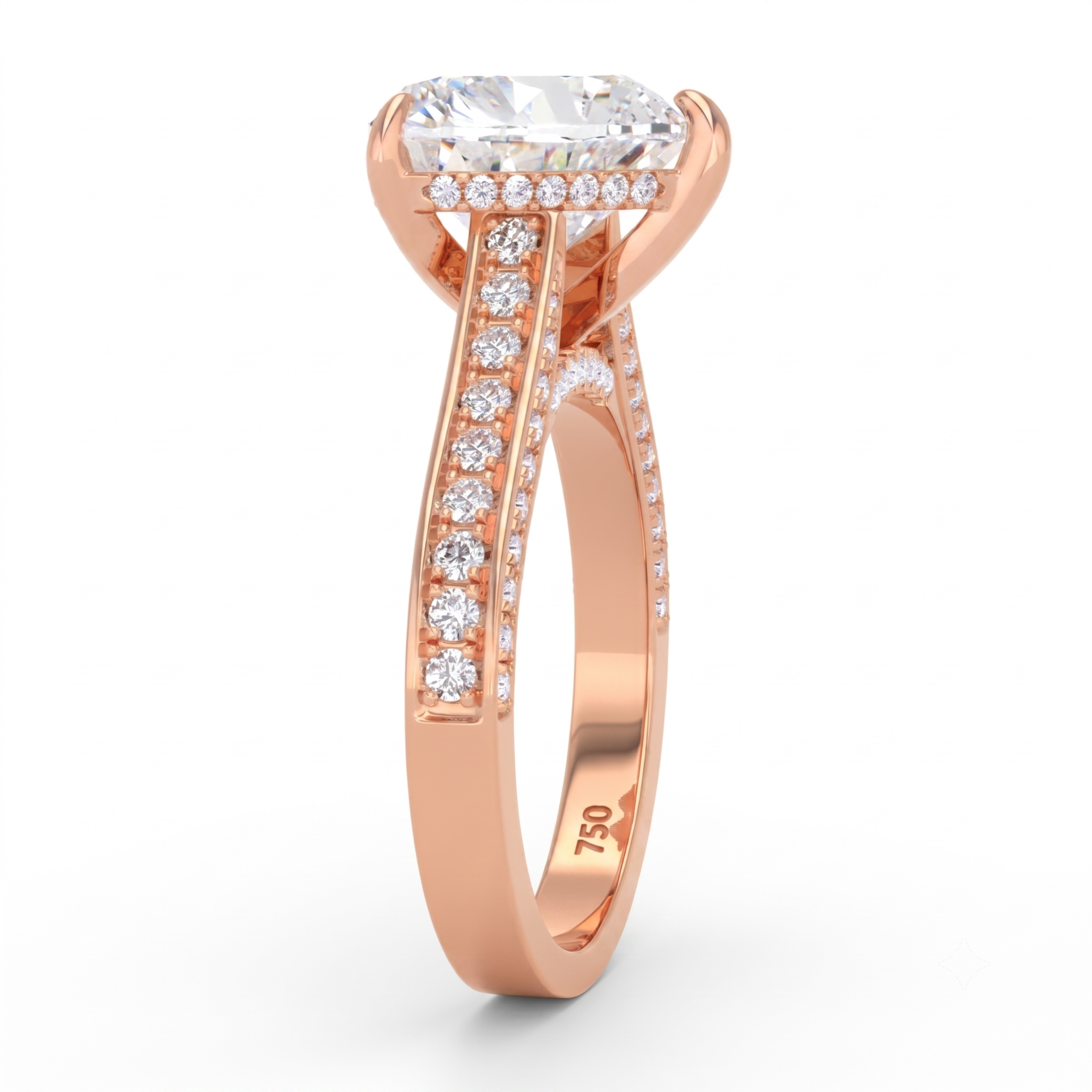 Katherine Heart cut engagement ring 3D Diamond Band