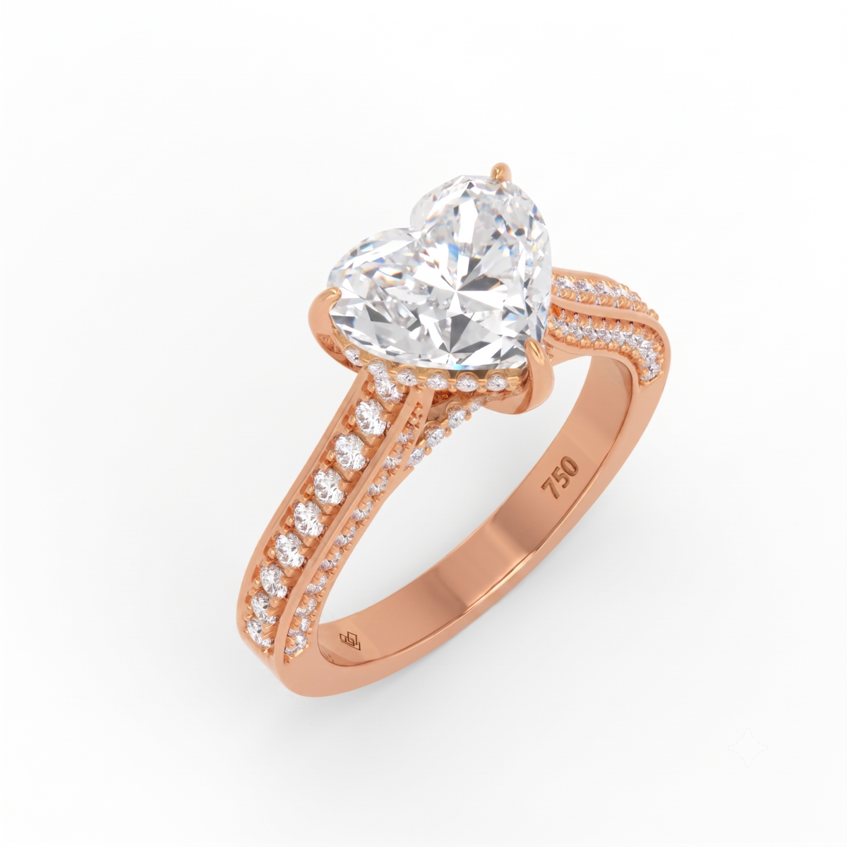 Katherine Heart cut engagement ring 3D Diamond Band