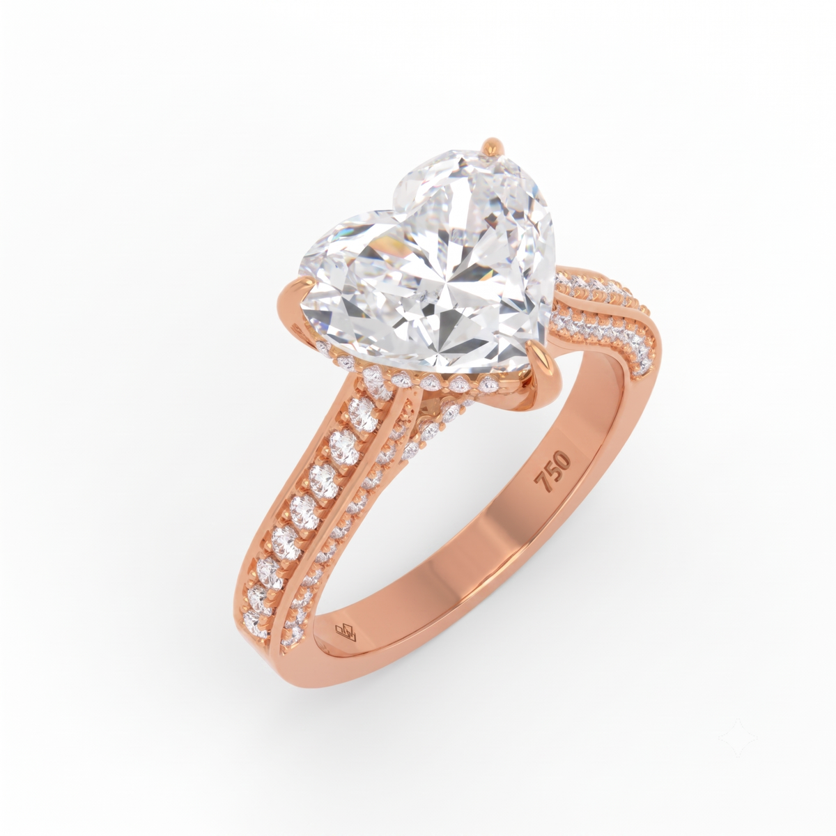 Katherine Heart cut engagement ring 3D Diamond Band