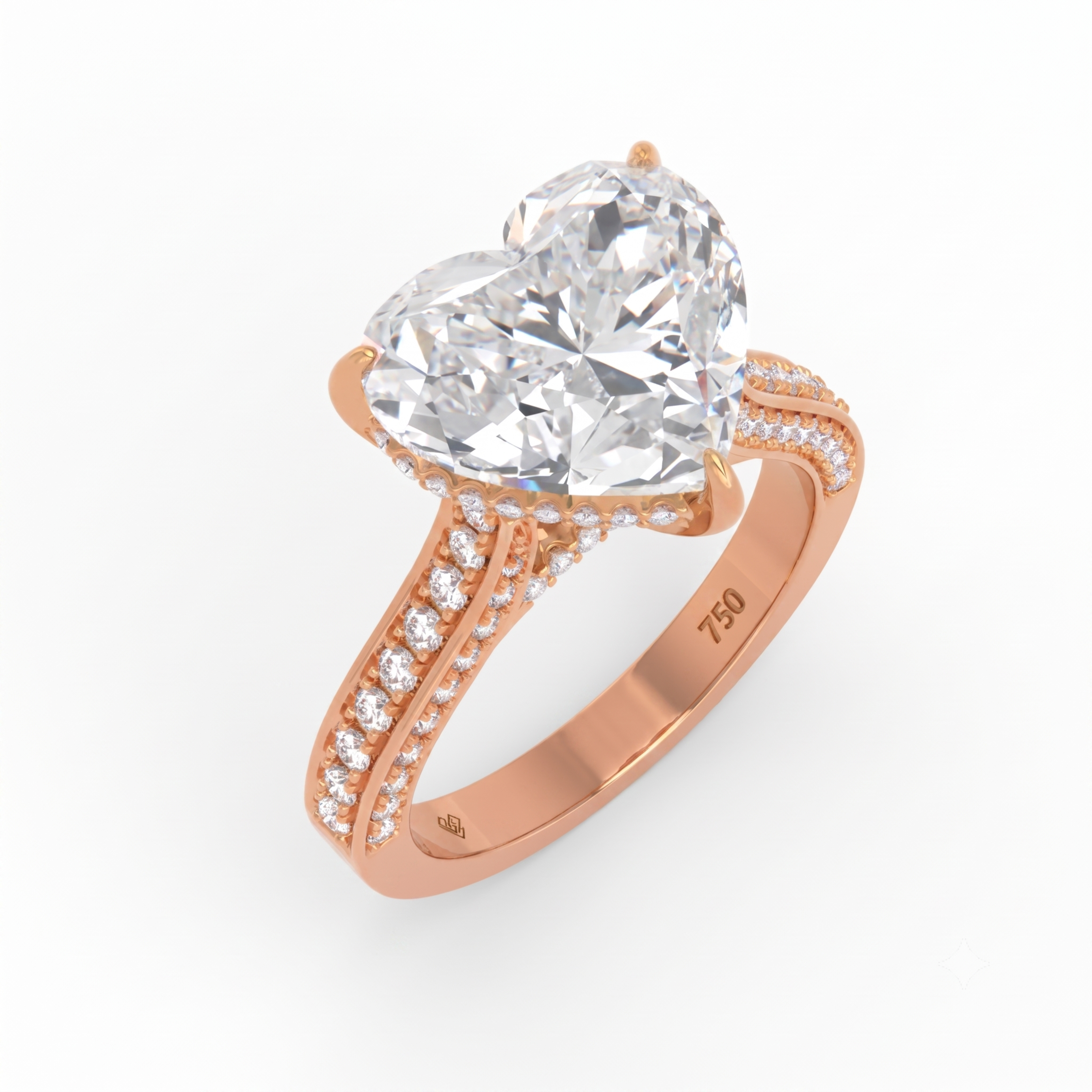Katherine Heart cut engagement ring 3D Diamond Band