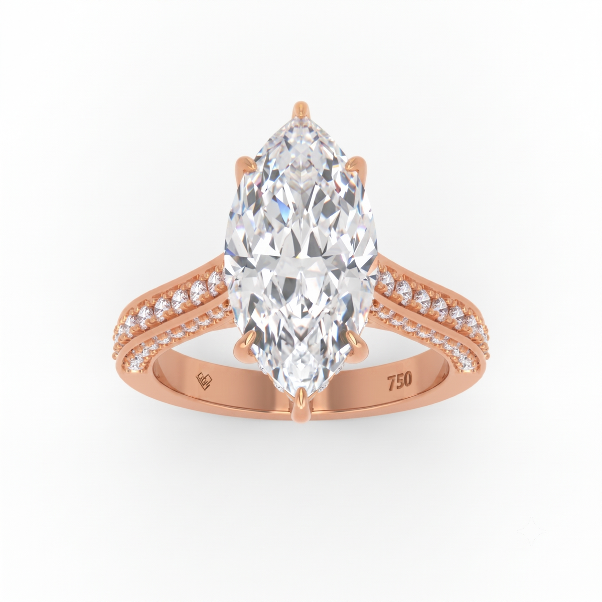 Katherine Marquise cut engagement ring 3D Diamond Band