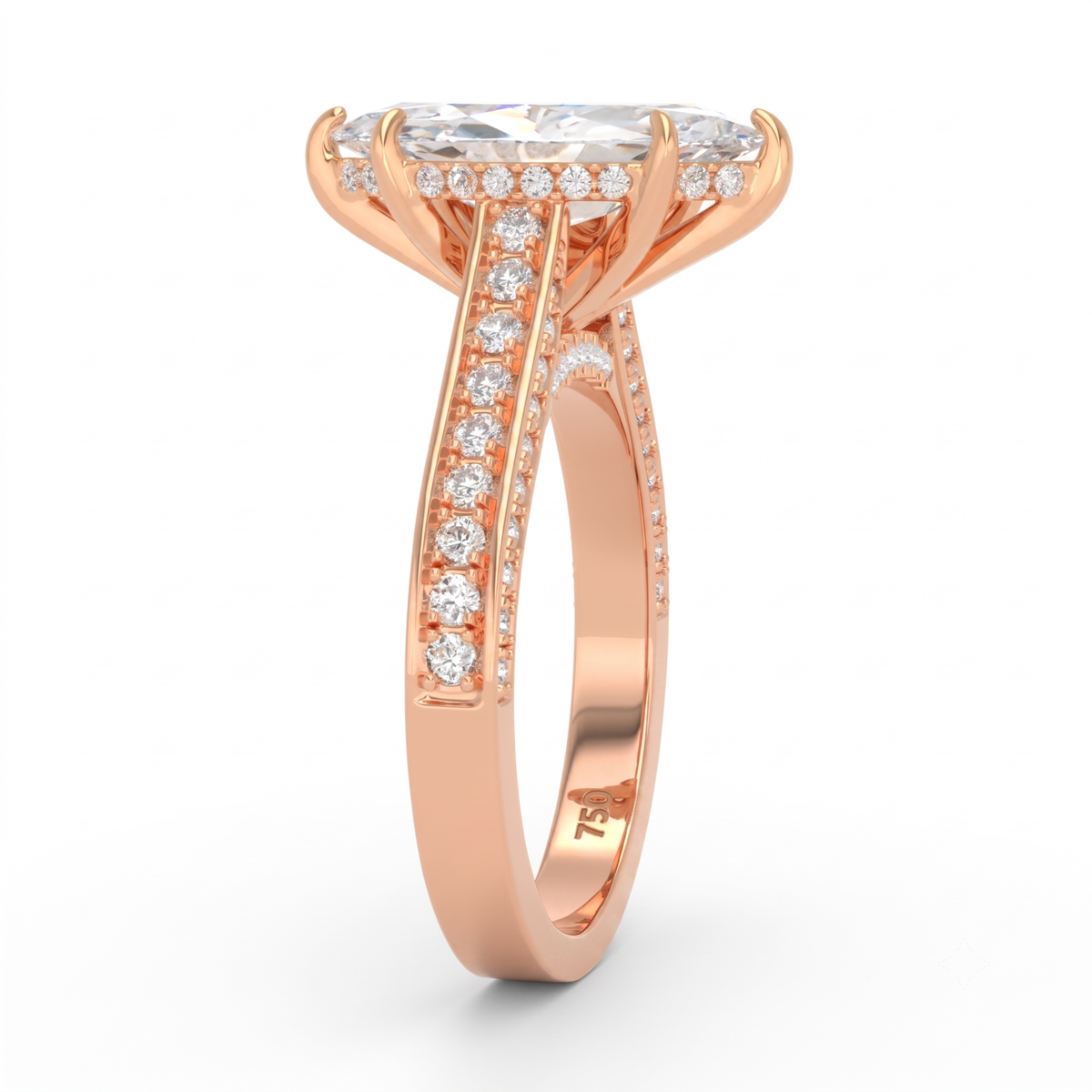 Katherine Marquise cut engagement ring 3D Diamond Band