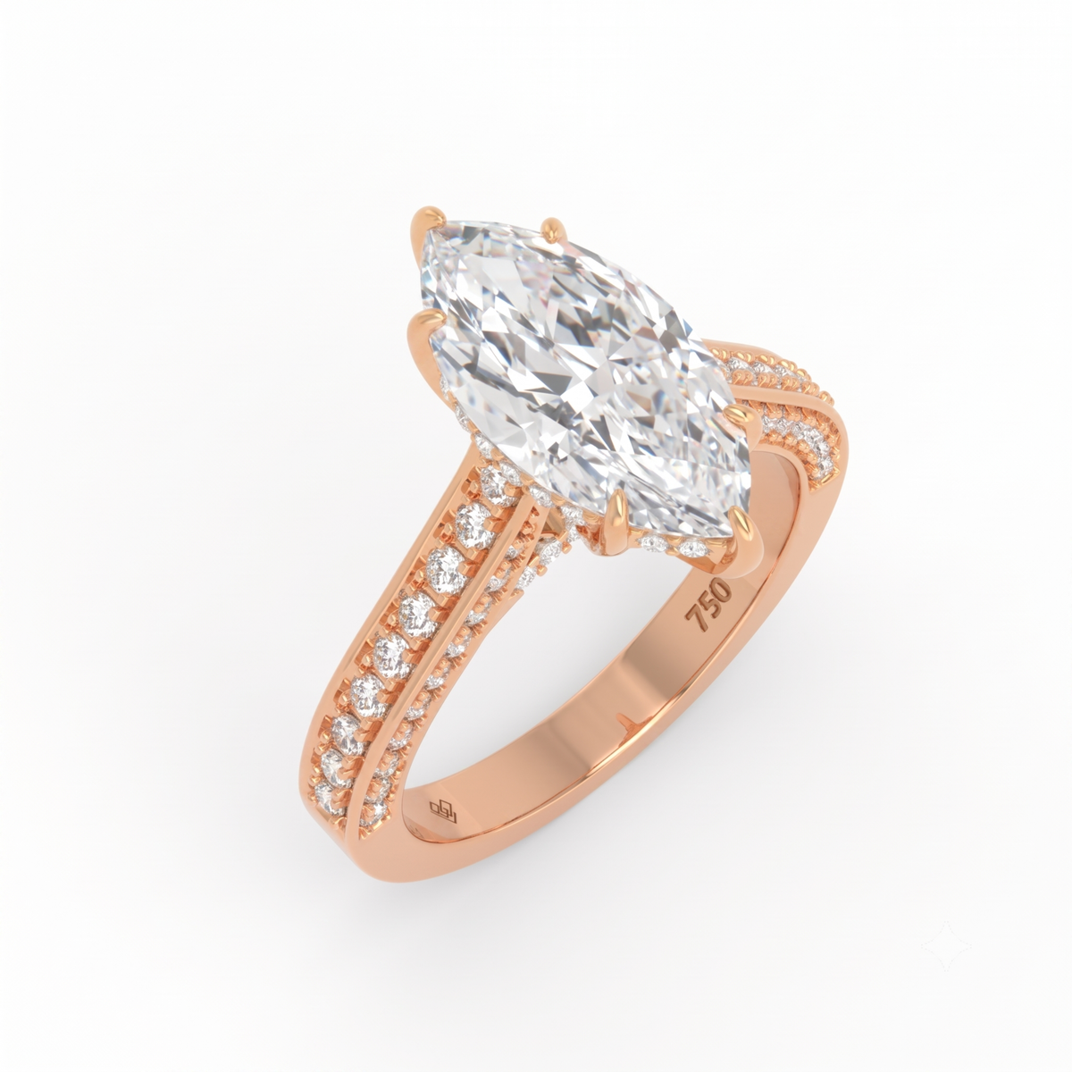 Katherine Marquise cut engagement ring 3D Diamond Band