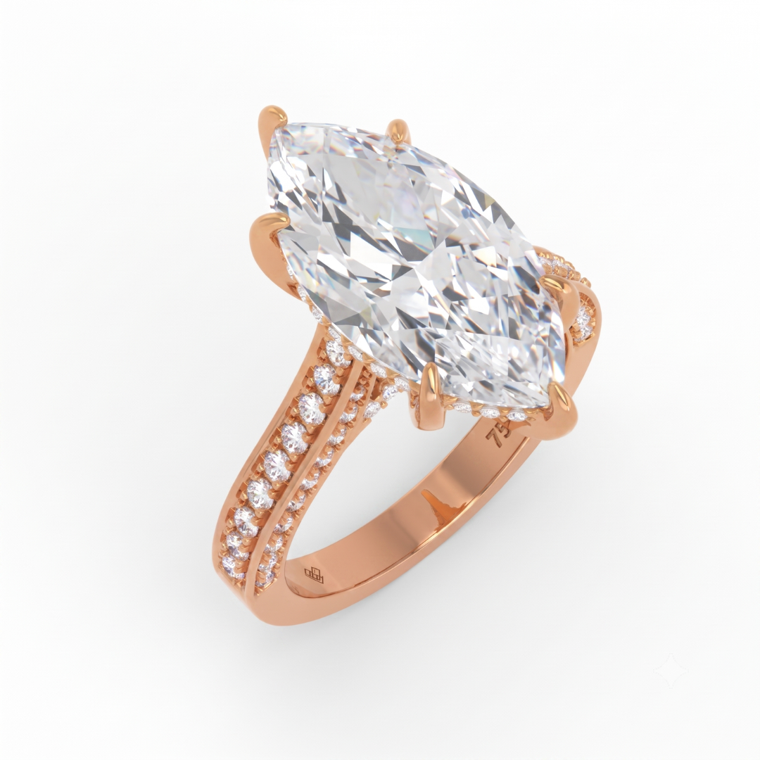 Katherine Marquise cut engagement ring 3D Diamond Band