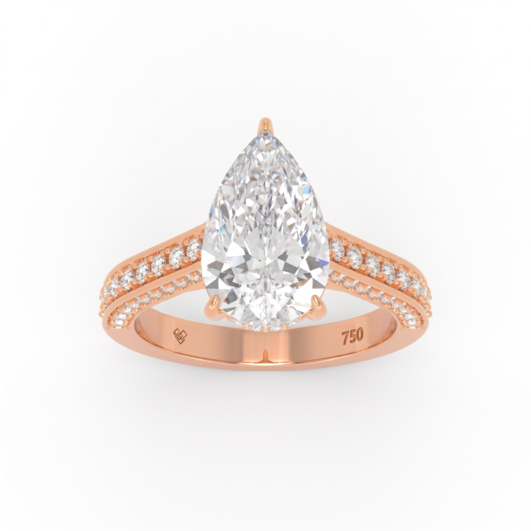 Katherine Pear cut engagement ring 3D Diamond Band