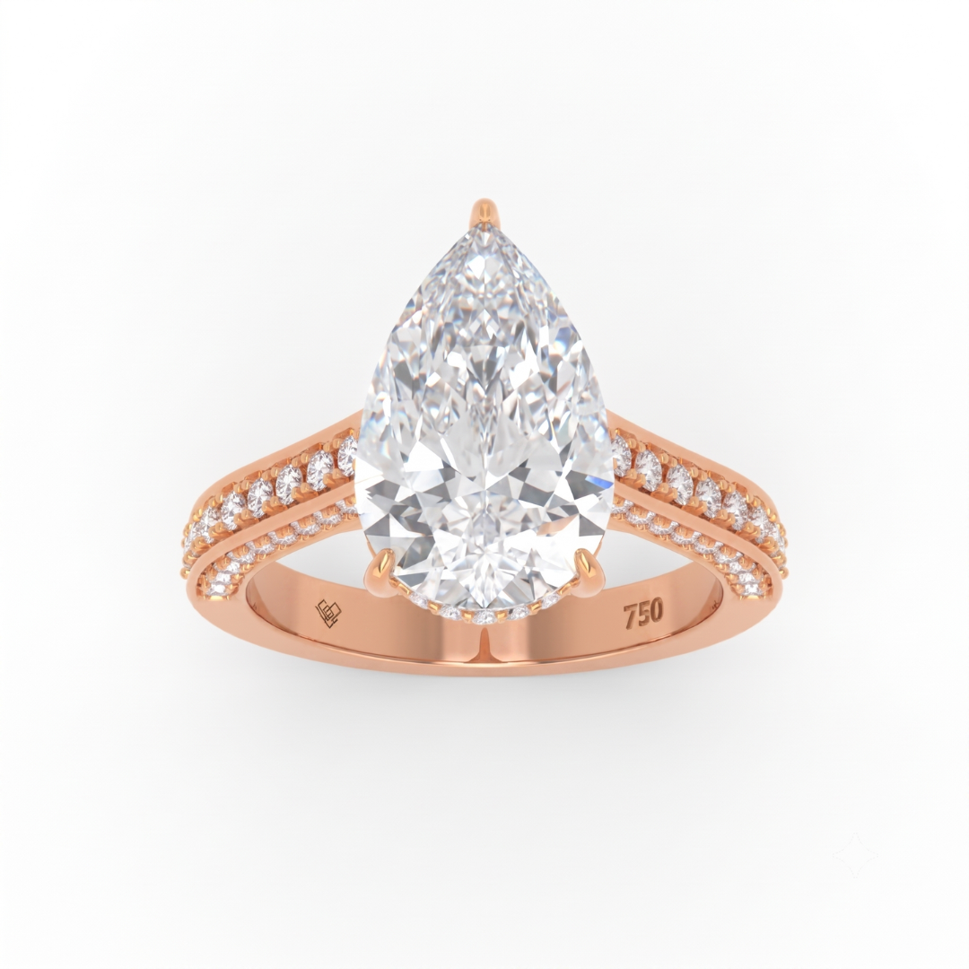 Katherine Pear cut engagement ring 3D Diamond Band
