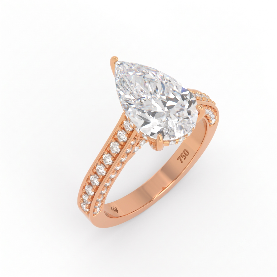 Katherine Pear cut engagement ring 3D Diamond Band