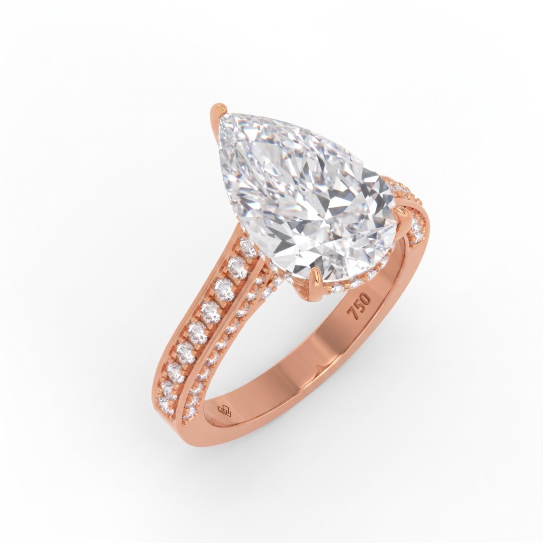 Katherine Pear cut engagement ring 3D Diamond Band