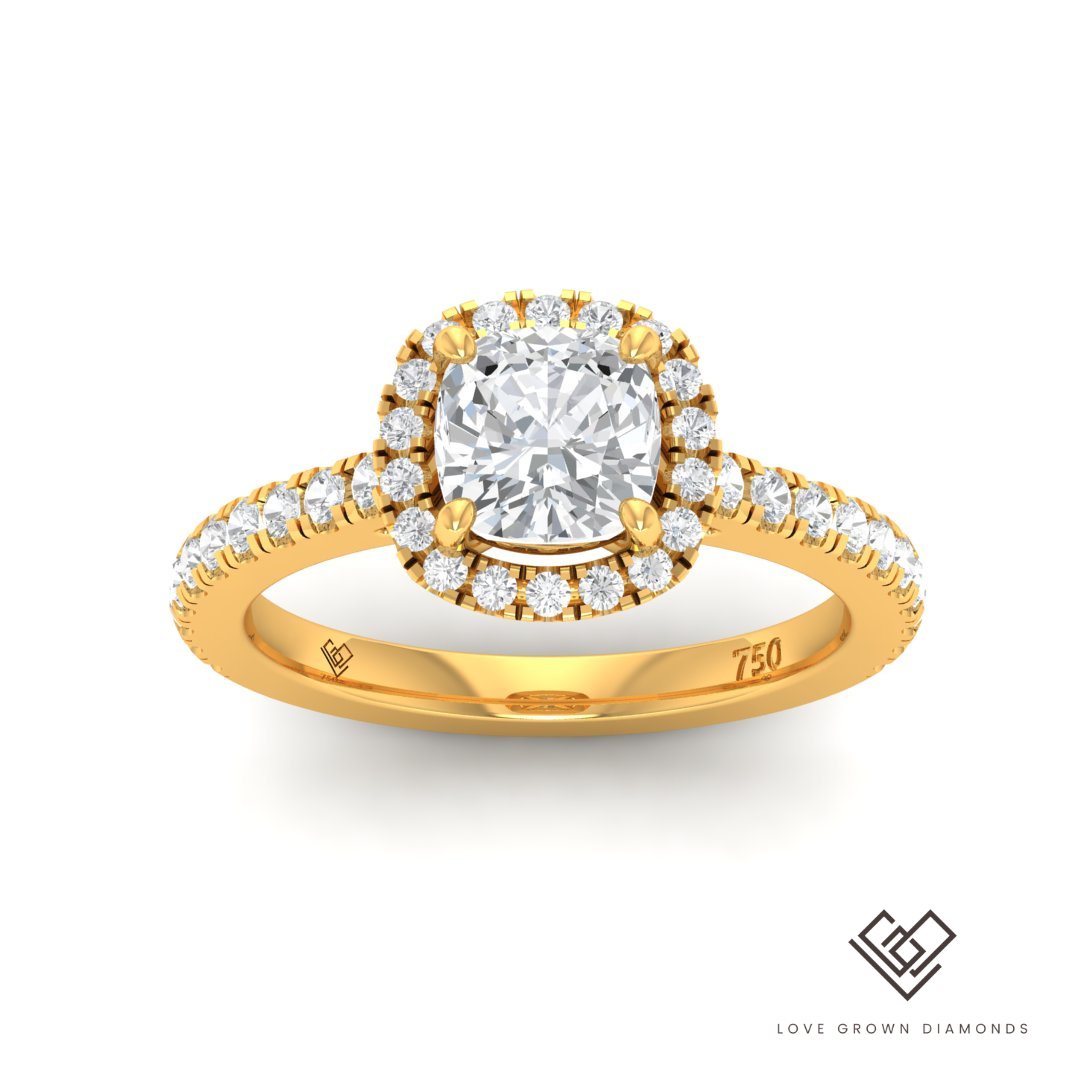 Bella Cushion Diamond Halo & Band Engagement Ring