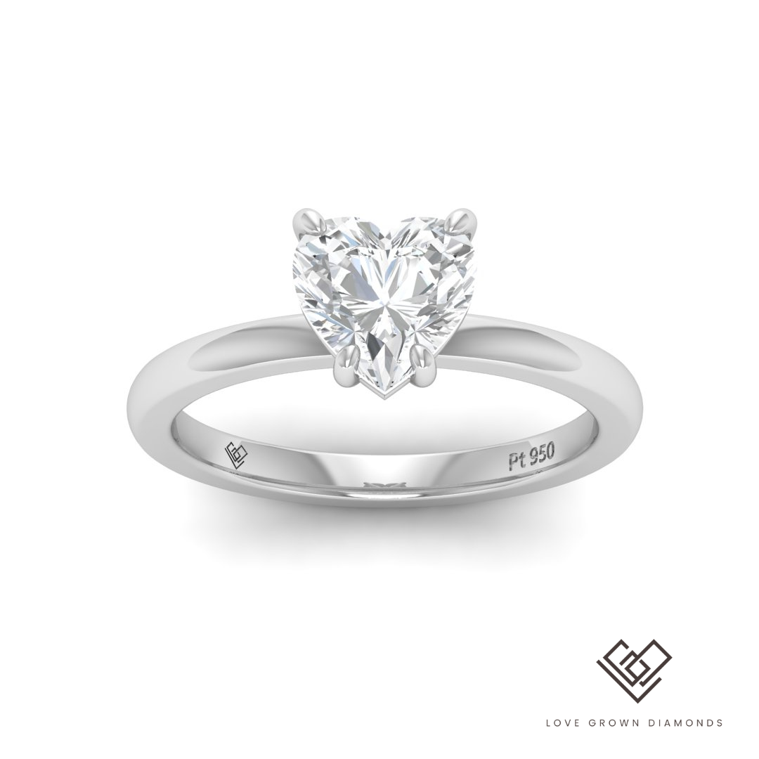 Noémie Heart Diamond Plain Band Engagement Ring