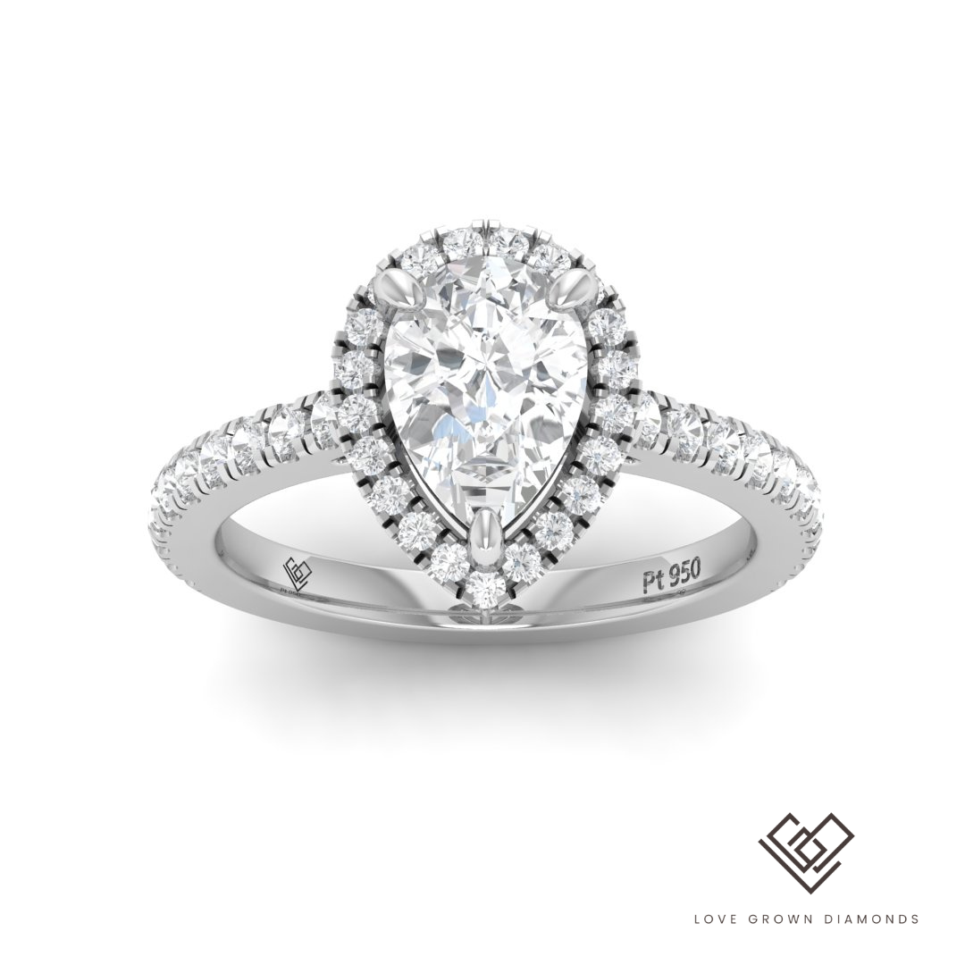 Bella Pear Diamond Halo & Band Engagement Ring