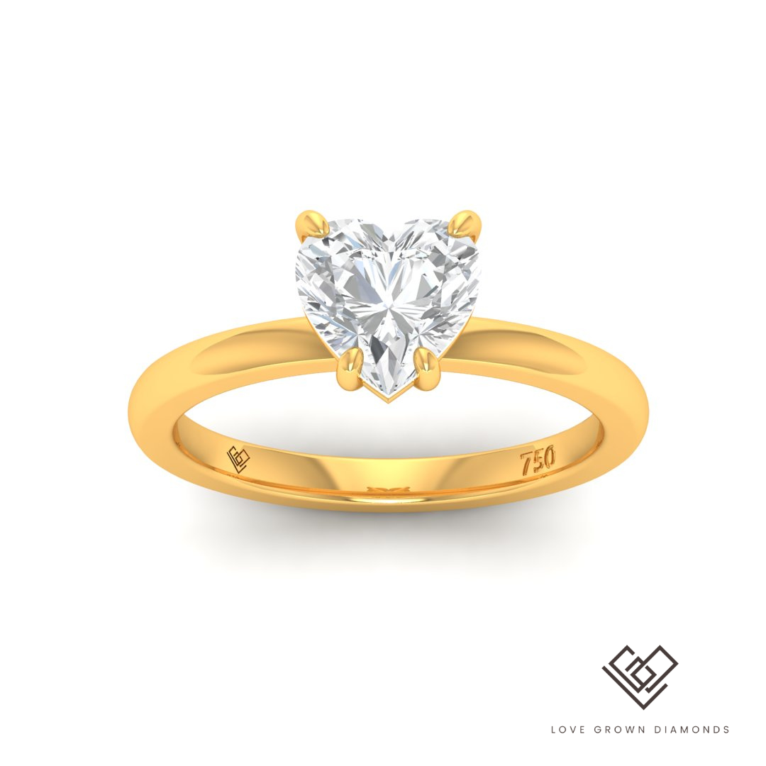 Noémie Heart Diamond Plain Band Engagement Ring